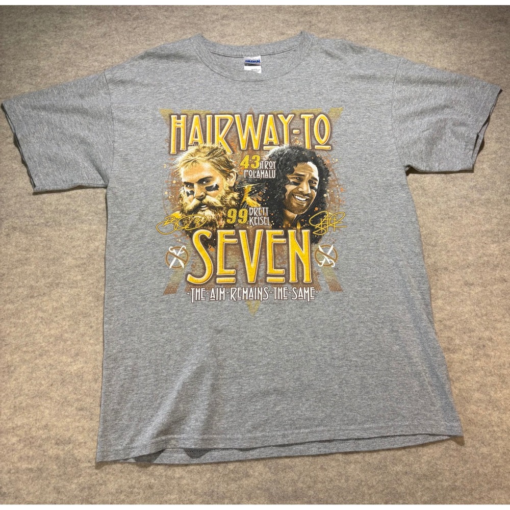 Gildan Hairway To Seven Pittsburgh Steelers Troy Polamalu Brett Keisel Shirt L